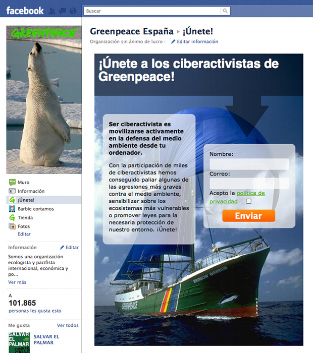 Greenpeace Spain Facebook App